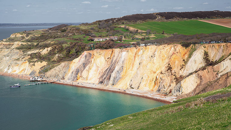 The multi-coloured cliffs of Alum Bay on the Isle of Wight