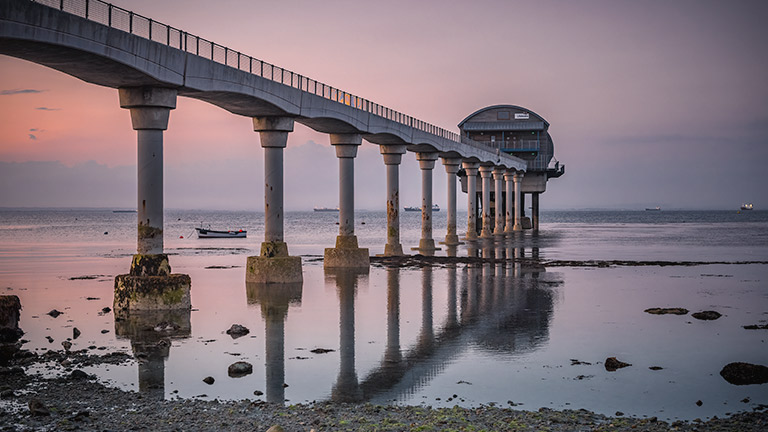 Purple and pink skies over the lifeboat station at Bembridge