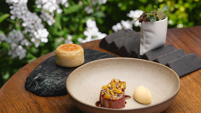 A succulent lamb dishes served at L'Enclume in Cartmel | Credit Cris Barnett