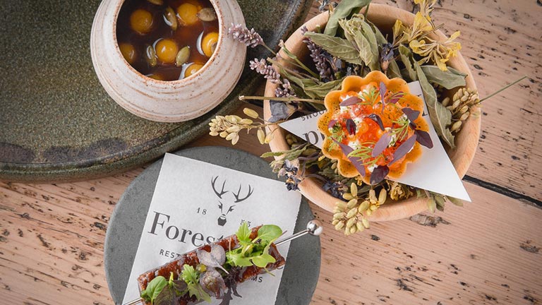 Expertly crafted dishes of food served at the Forest Side restaurant in Grasmere