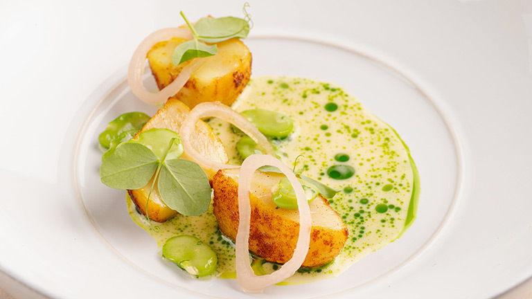 Scallops served at Pentonbridge Inn in Cumbria