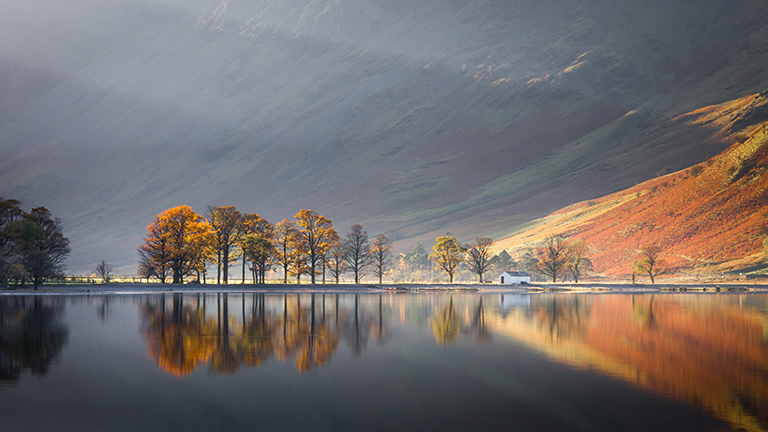 Lakeland scenery reflected in the silky waters of Buttermere