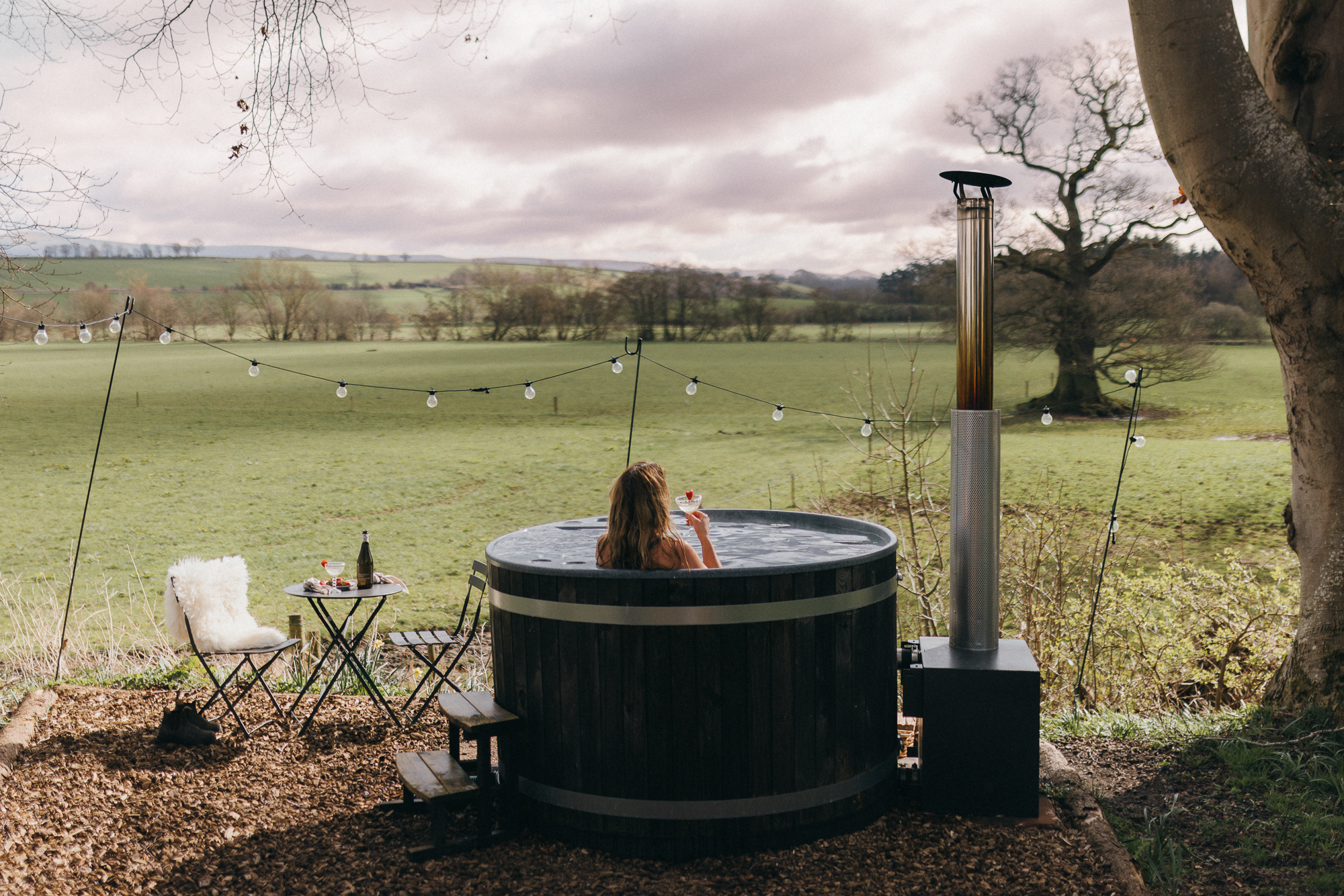 wood-fired hot tub at kai, a boutique retreat in cumbria