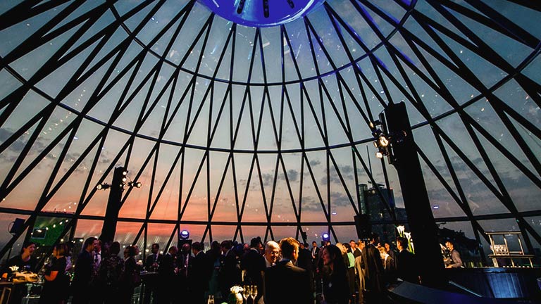 Revellers celebrating at Searcys at the Gherkin for New Year's Eve