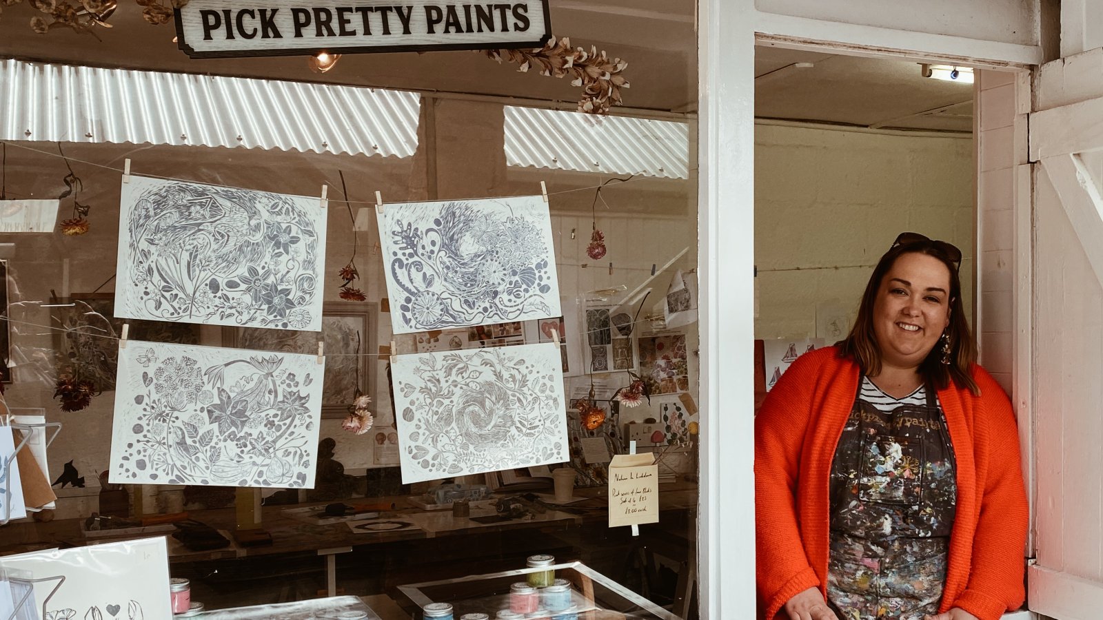 Stamp making workshop at Pick Pretty Paints, St Ives