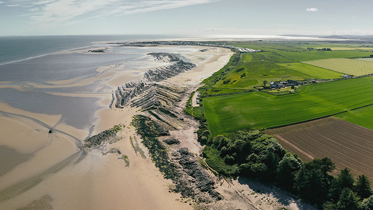 An aerial view of Powillimount Beach