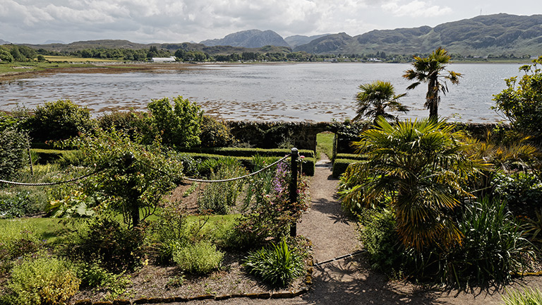 Views overlooking the water from Inverewe Garden in Poolewe, Scotland