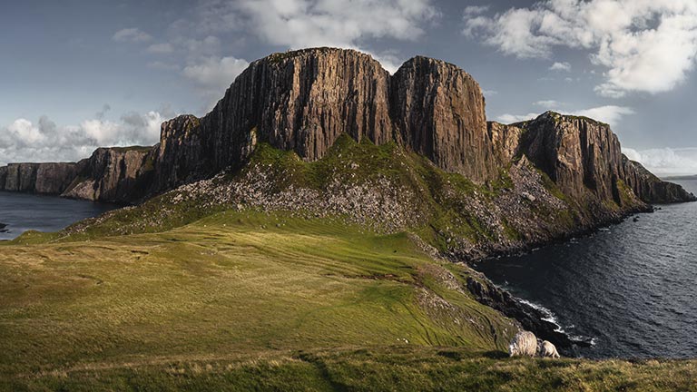 A view of the Rubha Hunish cliffs in the north of Skye