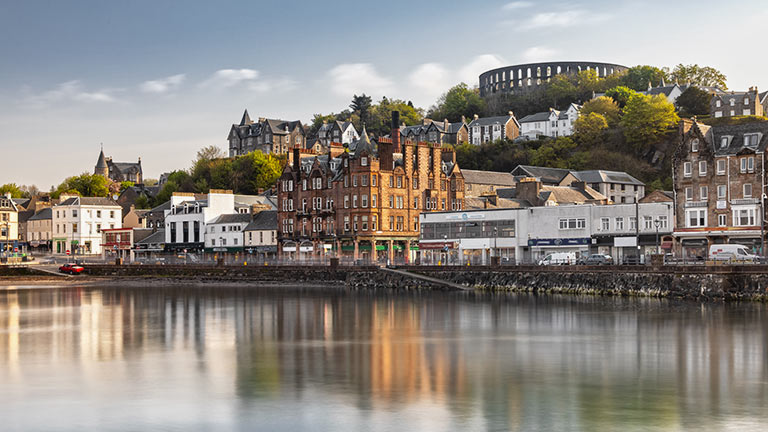A waterside view of Oban on the west coast of Scotland