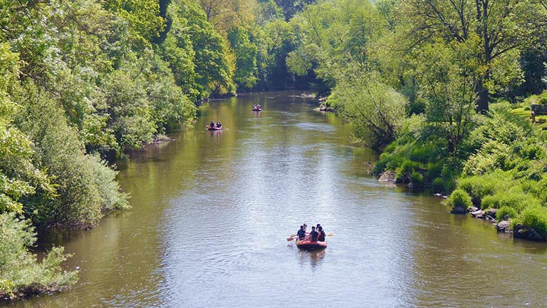 Kayaking down the River Severn