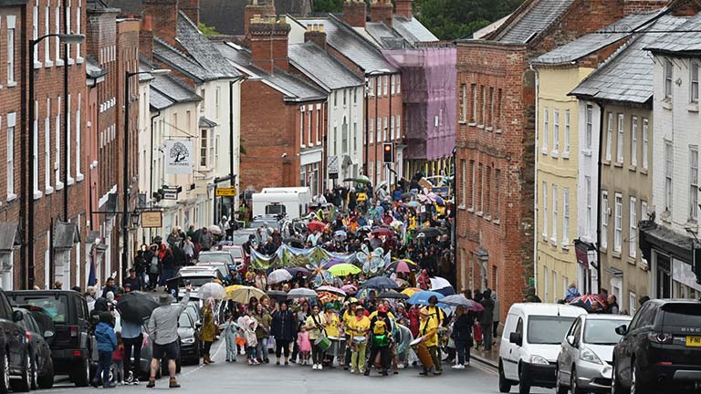 A Green procession through the streets of Ludlow