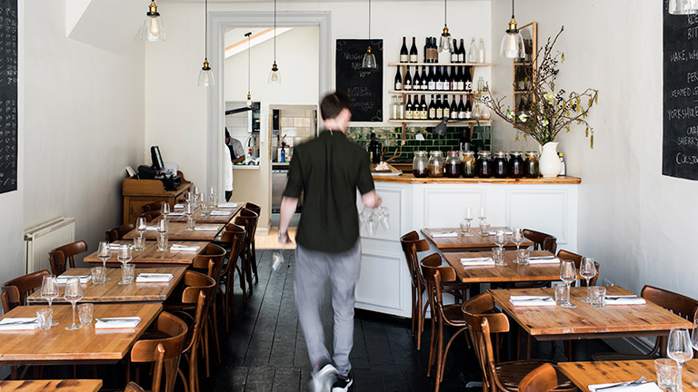 The interiors of Wilsons restaurant in Bristol