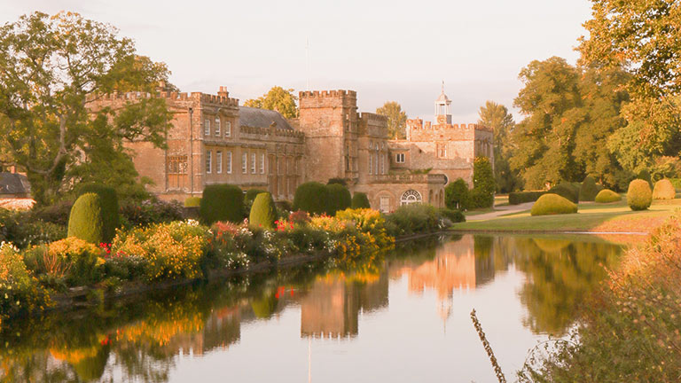 A view of Forde Abbey under autumn skies