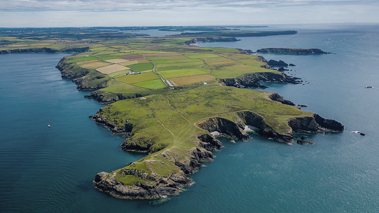 An aerial view of part of the Pembrokeshire Coast Path in West Wales