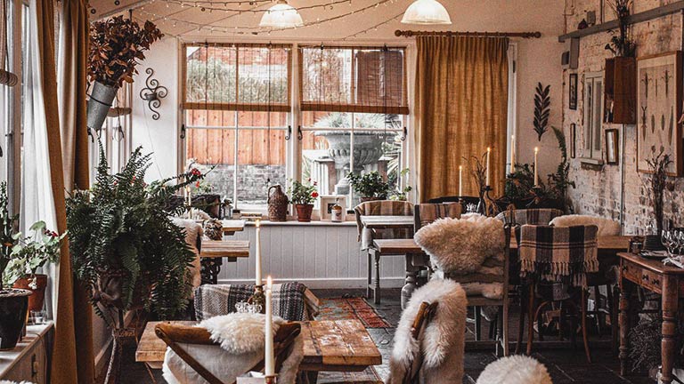 The beautiful, rustic interiors of Pythouse Kitchen Garden in Tisbury