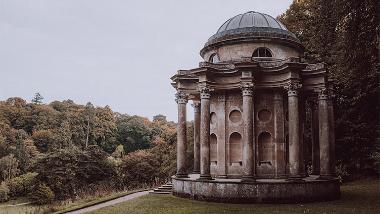 One of the famous temple follies at Stourhead in Wiltshire