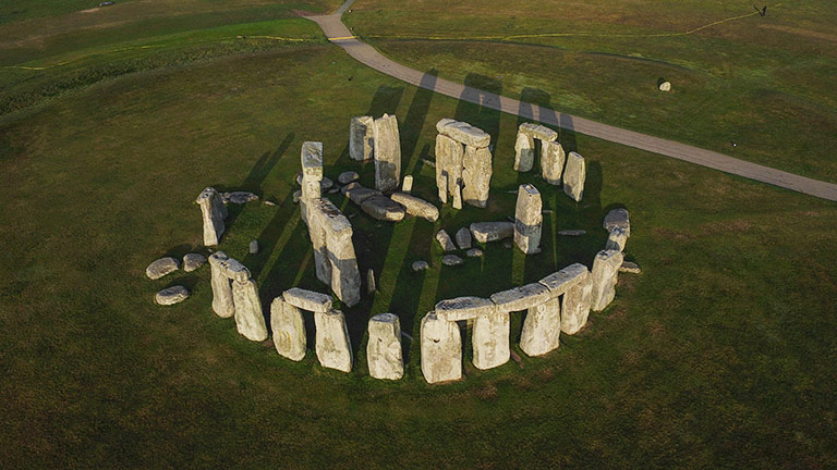 An aerial view of Stonehenge in Wiltshire