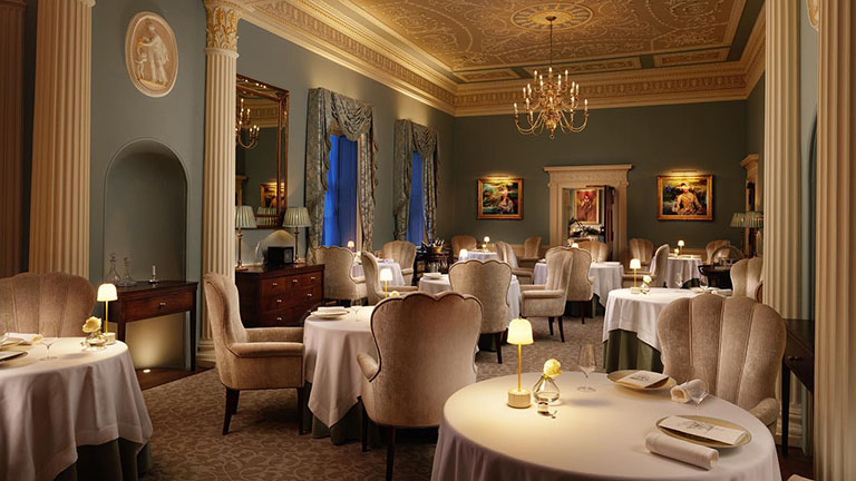 The luxurious interiors of the Michelin star Shaun Rankin Grantley Hall in Ripon, Yorkshire