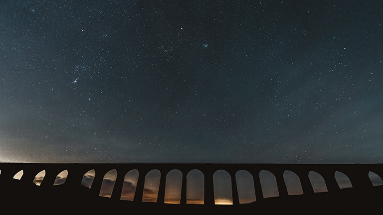 Starlit skies over the Ribblehead Viaduct in the Yorkshire Dales
